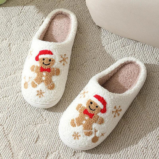 Christmas Cute Gingerbread Winter Warm Slippers