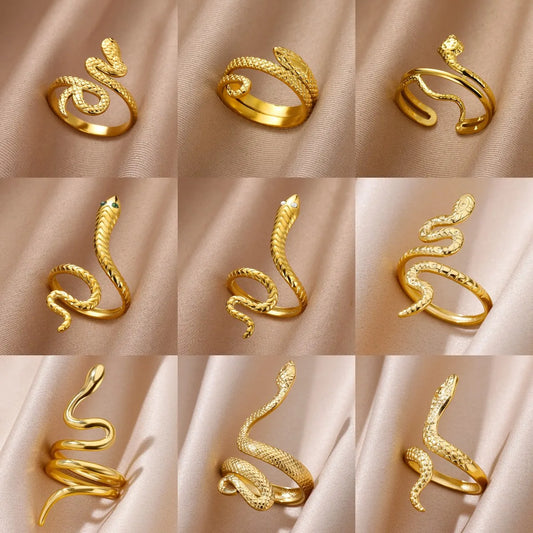 316L Gold Plated Stainless Steel Snake Rings