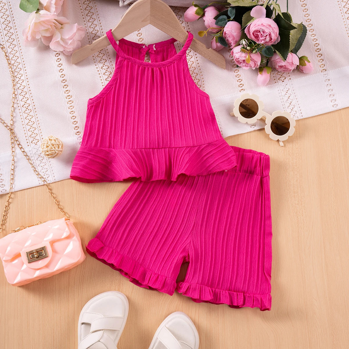 Sleeveless Ruffle Toddler Girls Set