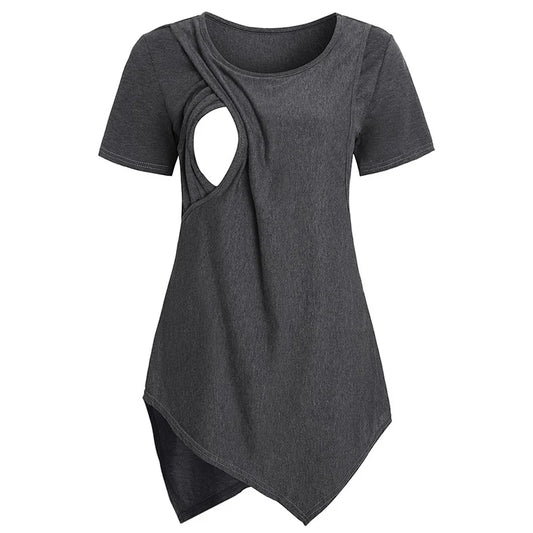 Maternity Pregnant Breastfeeding T-shirt Short Sleeve