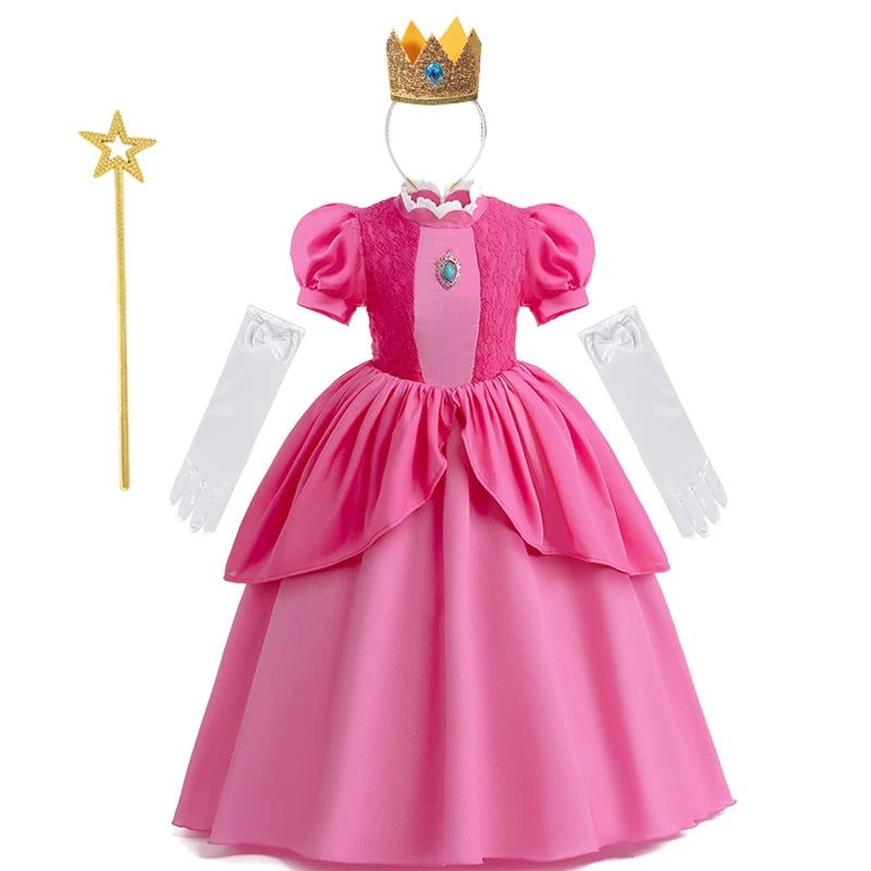 Peach Princess Costume Cosplay Ball Gown Dress