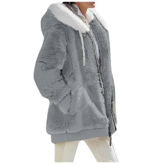 Casual Hooded Zipper Fleece Jacket