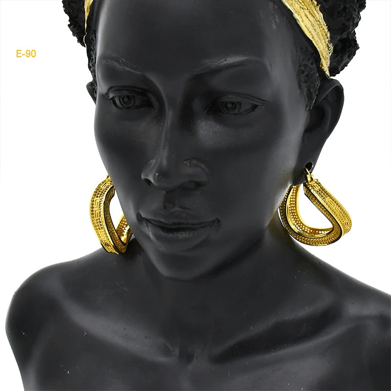 24K Gold Color Hoop Earrings