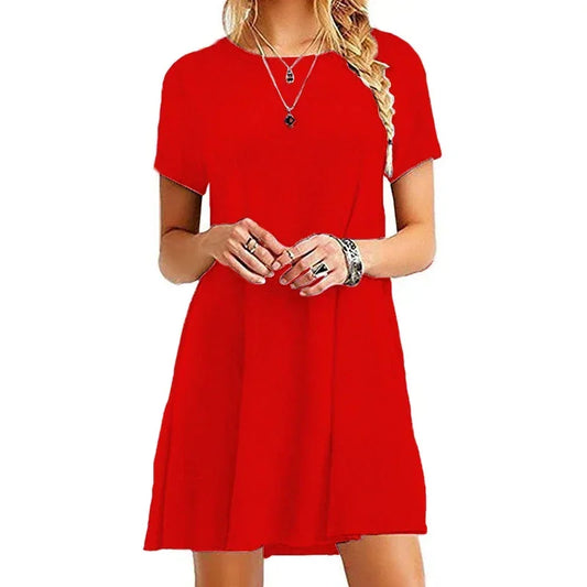 Casual Short Sleeve Loose Mini Dress
