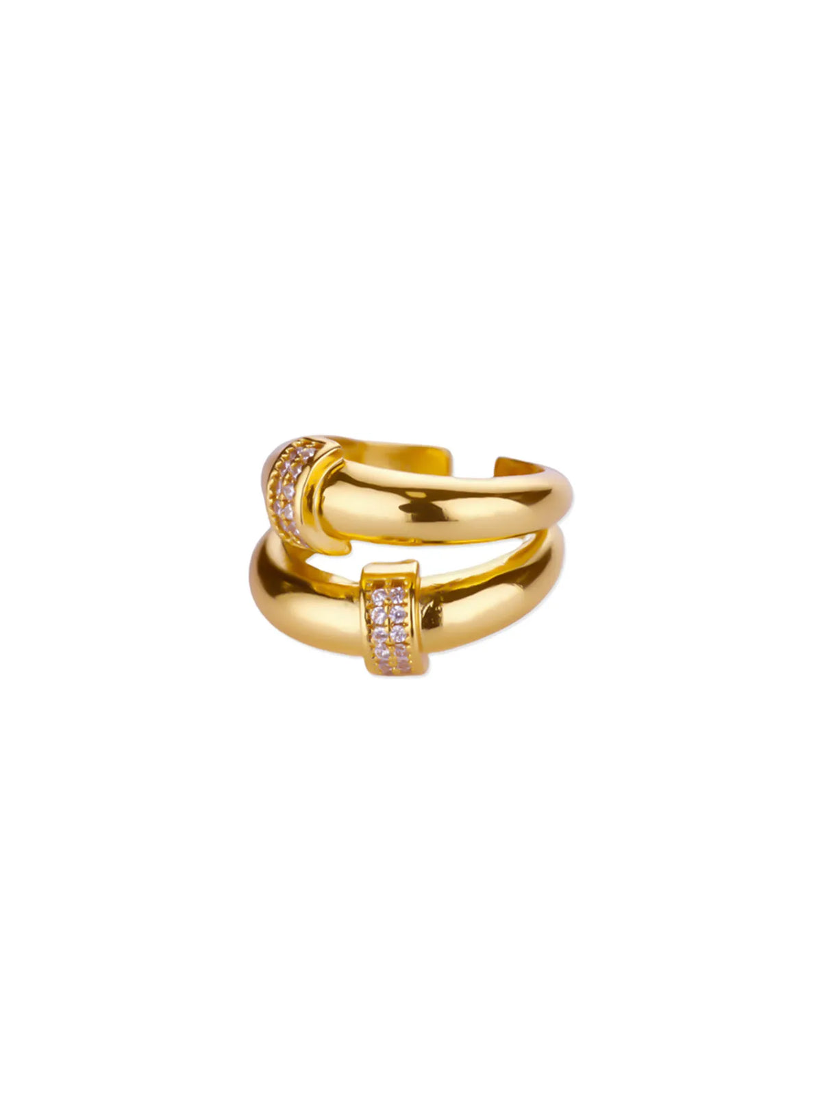 Zircon Star Knot Gold Stainless Steel Geometric Rings
