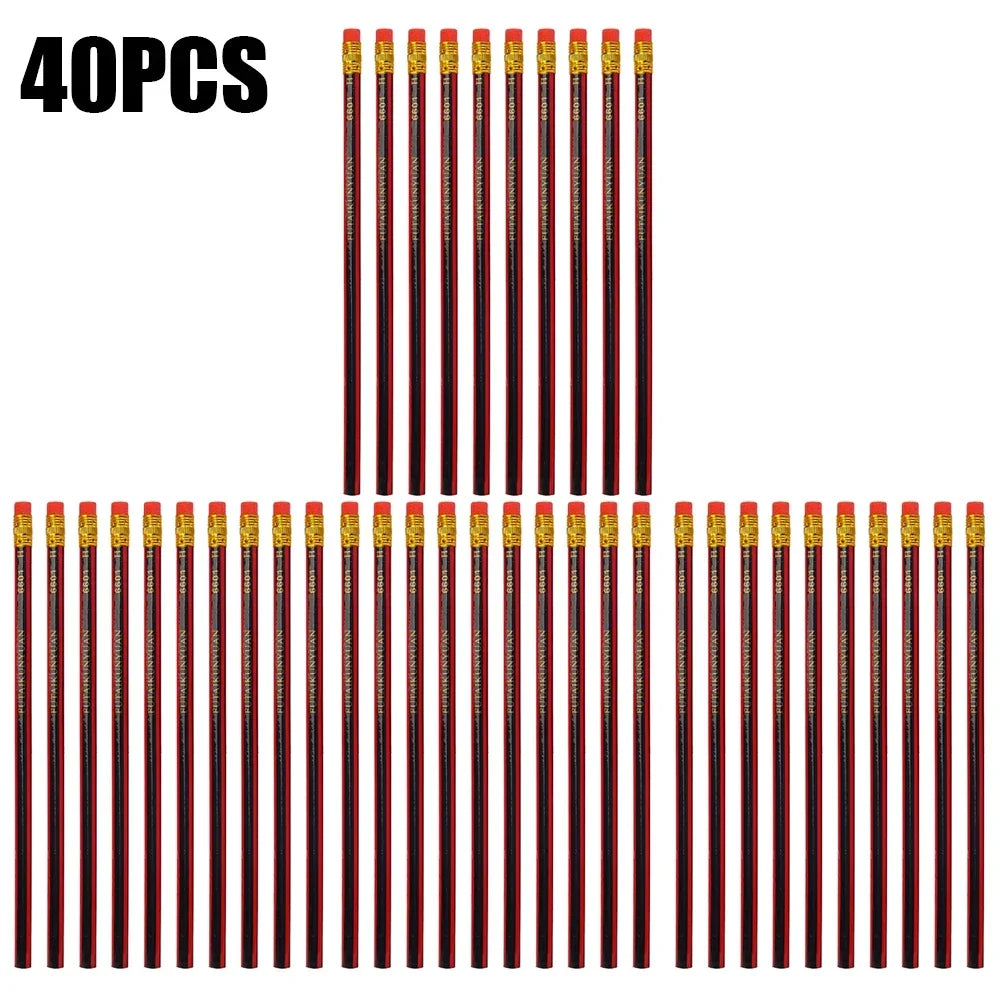 40/30/10PCS Wooden Lead Pencils with Eraser Stationery