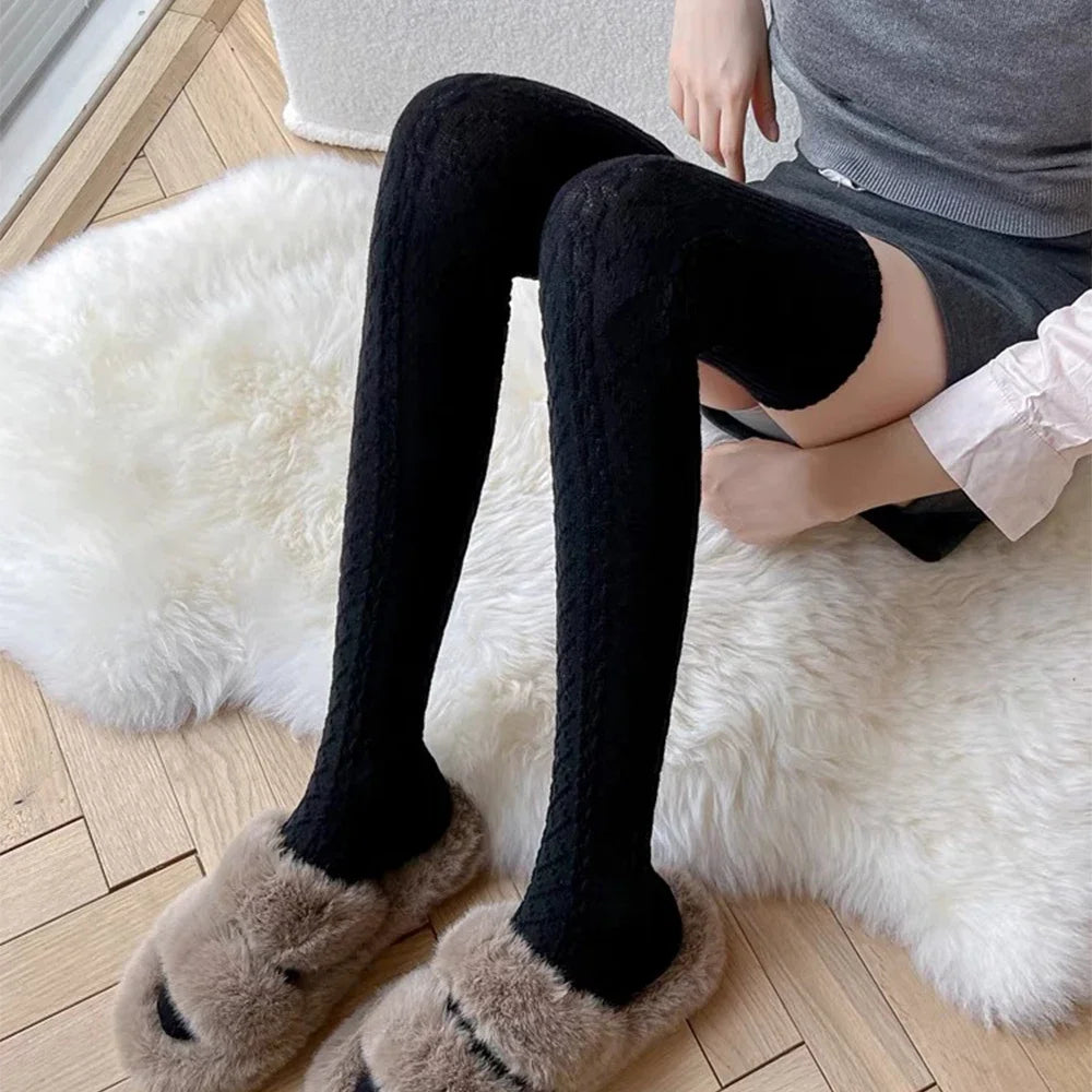 Classic Striped Knee High Thicken Warm Thigh Socks Long Stockings