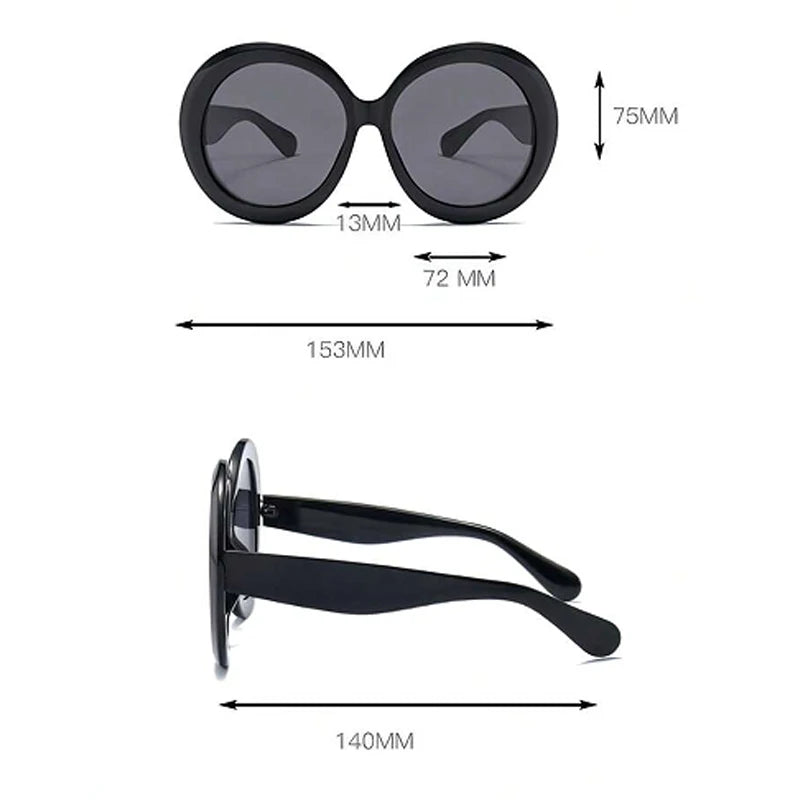Retro Big Round Frame Sunglasses