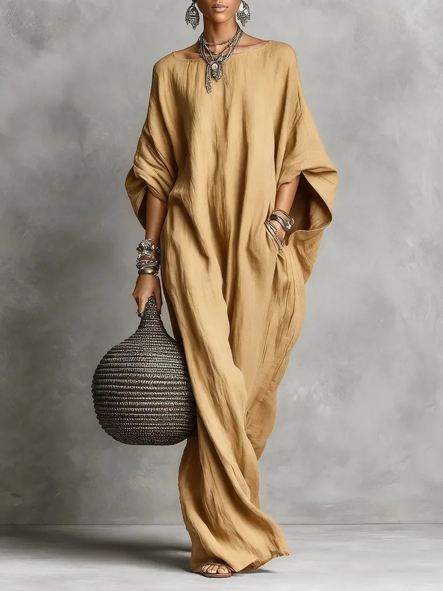 Casual Big Hem Maxi Long Sleeve Loose Dress