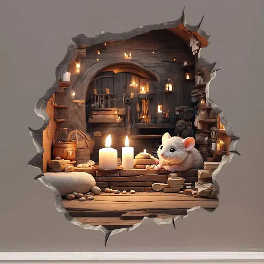 Mouse Magic Hole Wall Decal Sticker