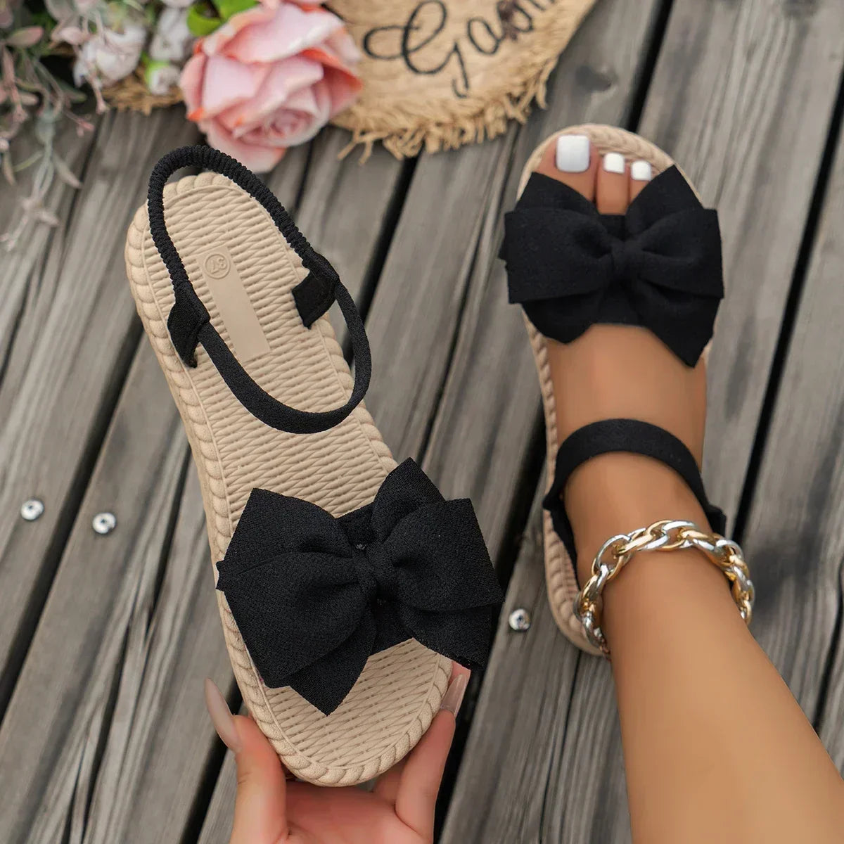 Lightweight Casual Bow Tie Flat Slippers