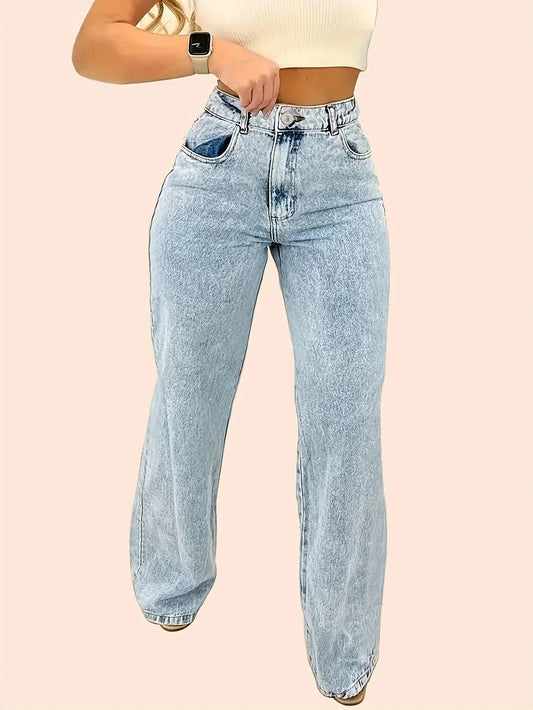 High waist straight snowflake Jeans