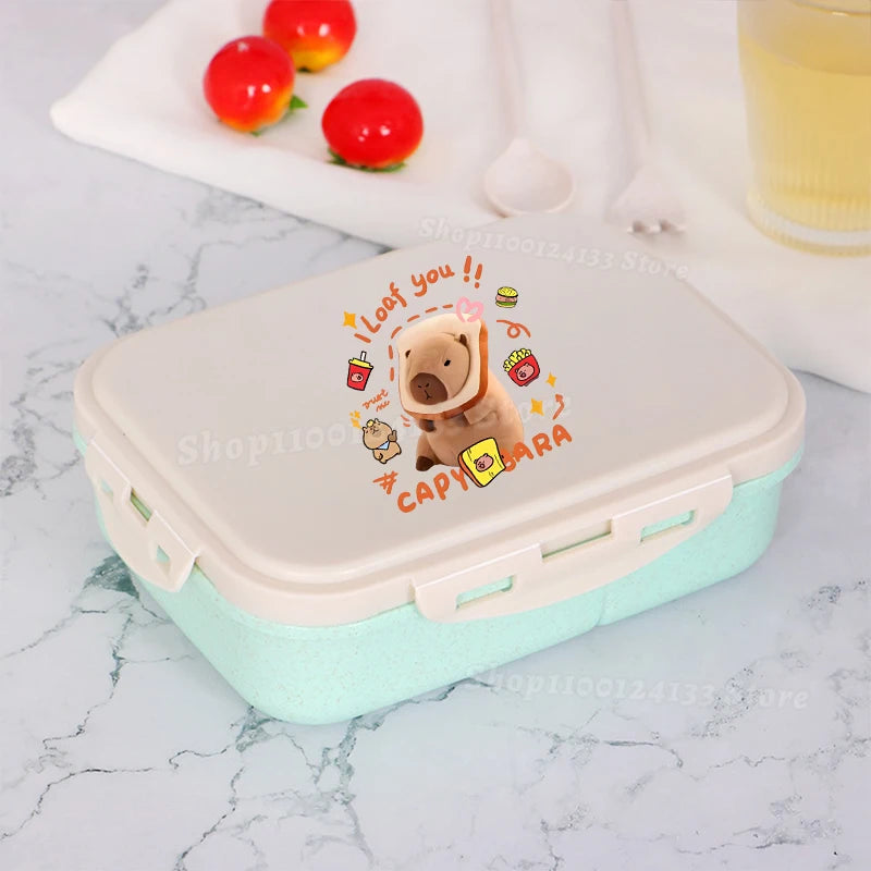 Capybara Lunch Boxes Kids Cute Anime Print Separate Lunch Box