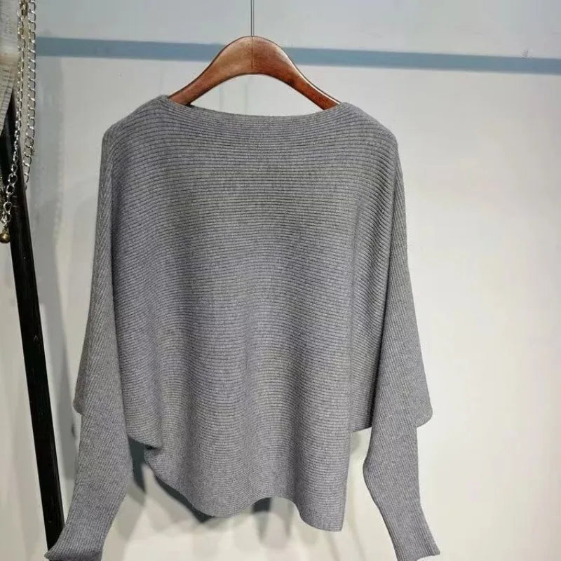 suéter grueso de manga murciélago