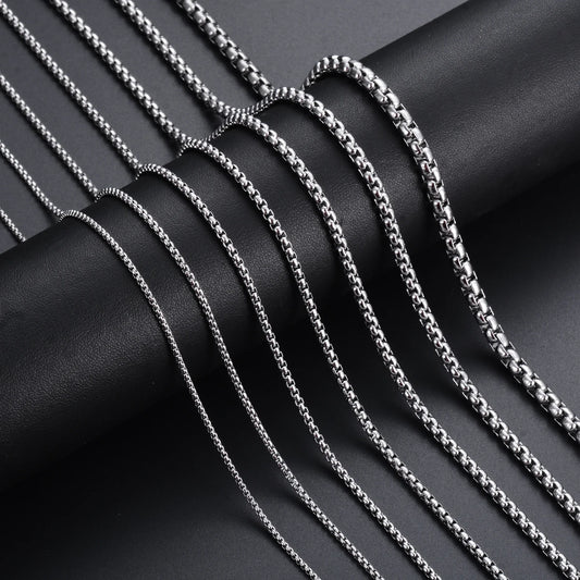 Stainless Steel Chain Round Box Necklace