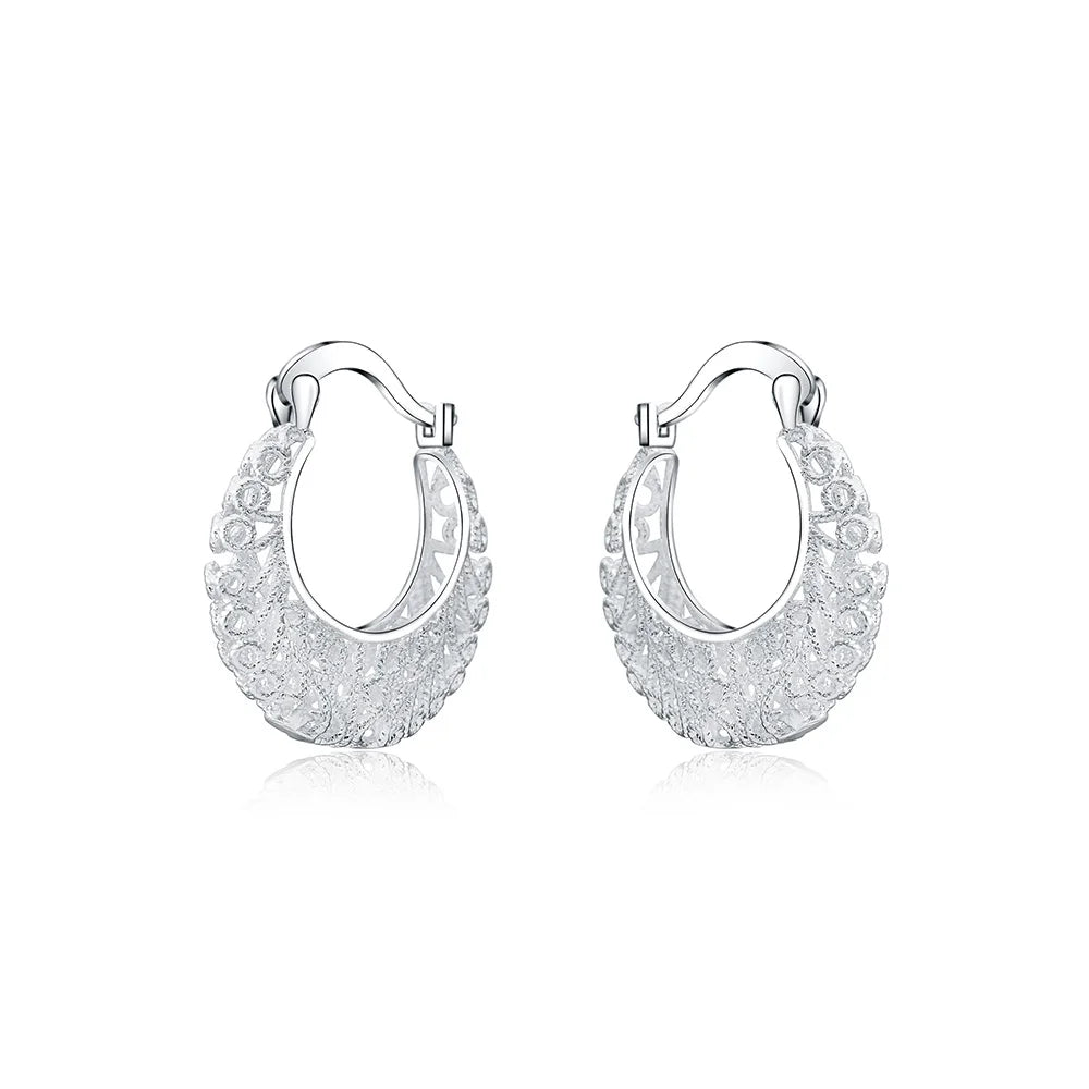 925 Sterling Silver Carved drop Earrings