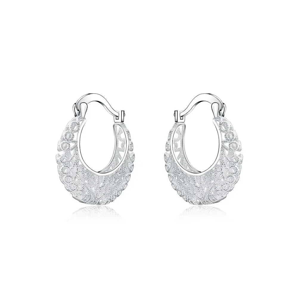 925 Sterling Silver Carved drop Earrings