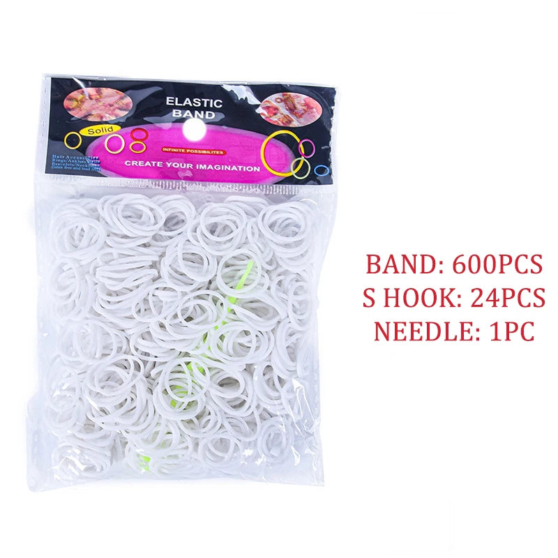600pcs/lot Colorful Loom Rubber Wristbands Making Kit