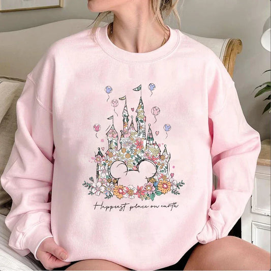 Floral Castle Vintage Castle Hoodie Happiest Place on Earth Pullover