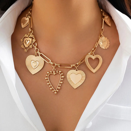 Goth Big Love Heart Pendant Choker Necklace
