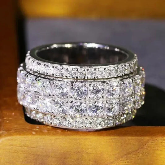 Full Bling Iced Out Cubic Zirconia Wide Ring