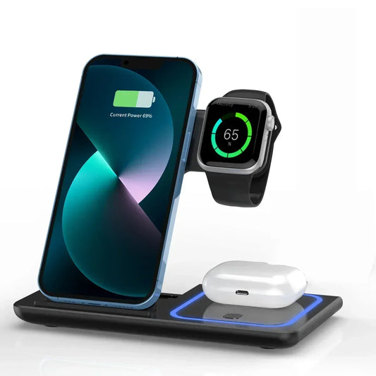 3 in 1 Wireless Travel Charger Stand For iPhone