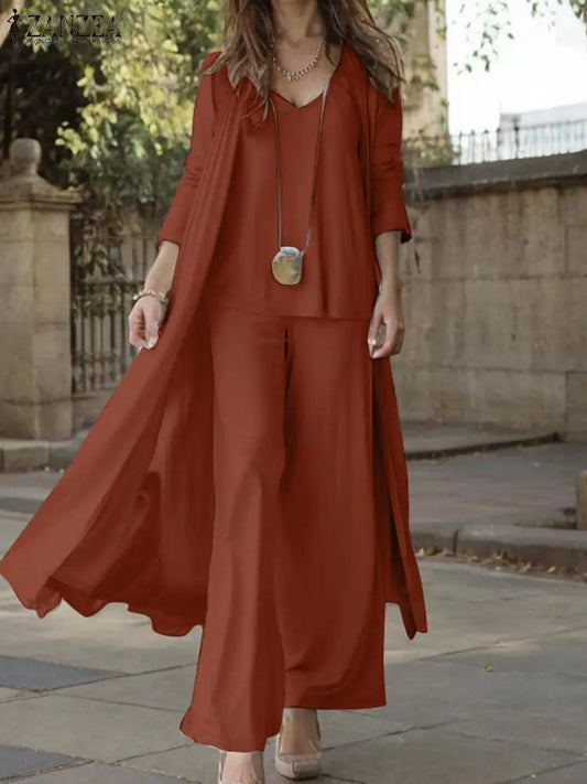 3pcs Wide Leg Trousers Suit