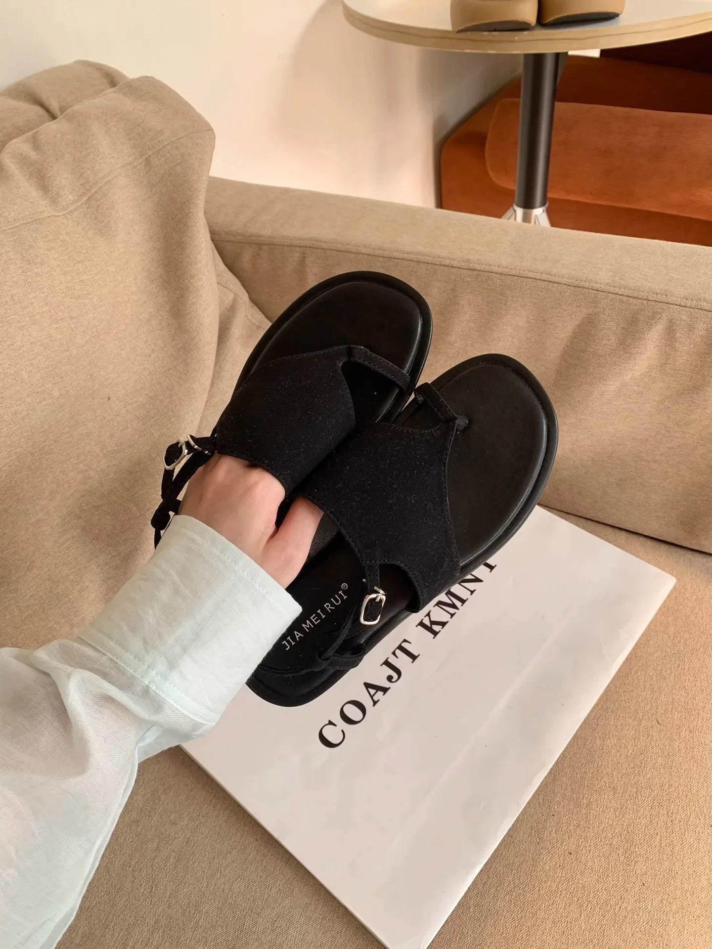Suede Clip Toe Slingback Sandals Buckle Strap Sandals