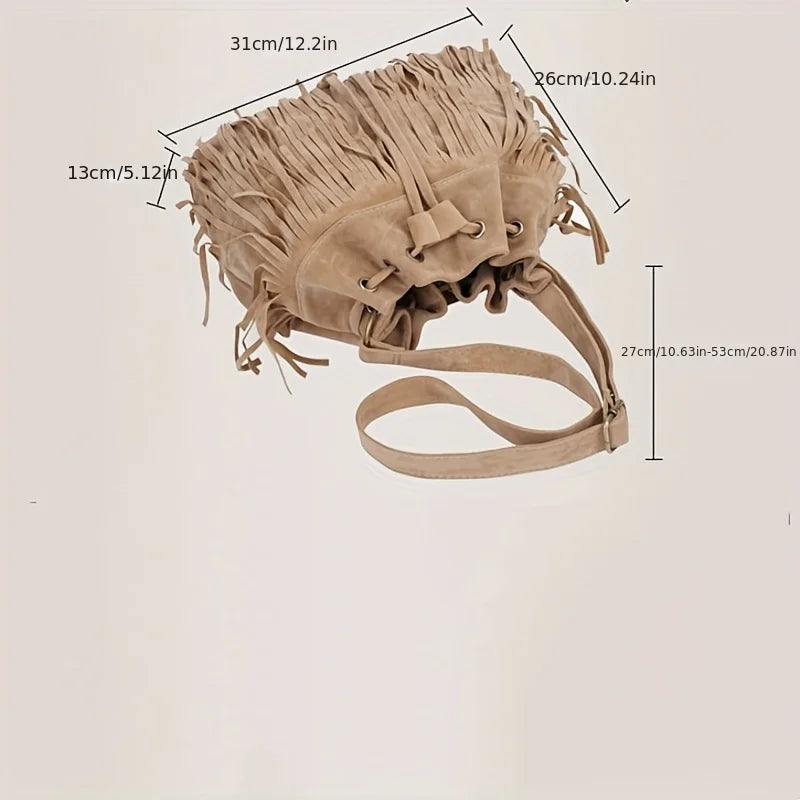 Soft Velvet Frosted Tassel Bag