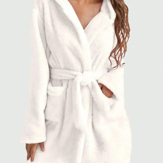 Hooded robe with belt Robe