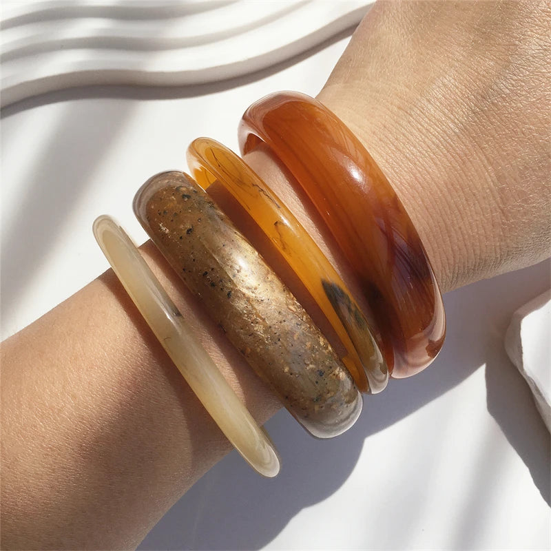 4-Piece Marble Acrylic Resin Bracelet