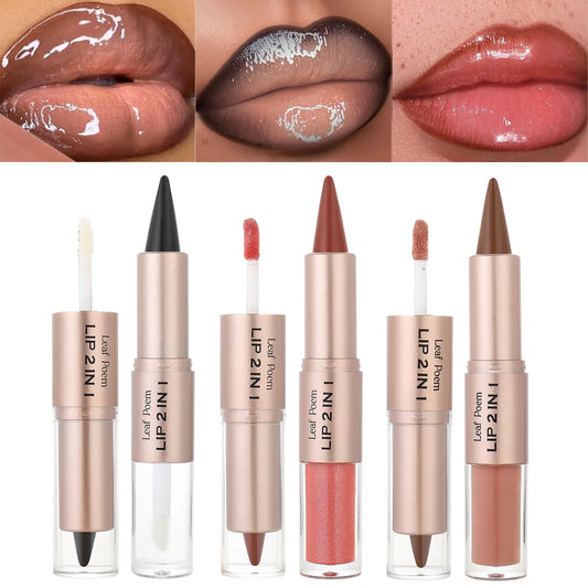 Brown Mirror Glass Lip Gloss Matte Lip Liner Waterproof