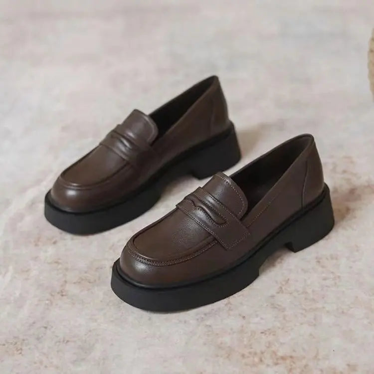 Loafers Round Toe Chunky Casual Office Shoes