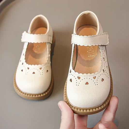 Leather Mary Janes Heart Shoes