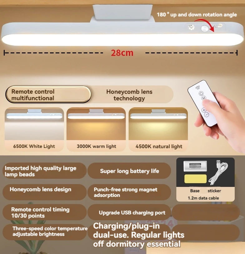 Magnetic LED Desk Lamp USB Rechargeable Clamp Light