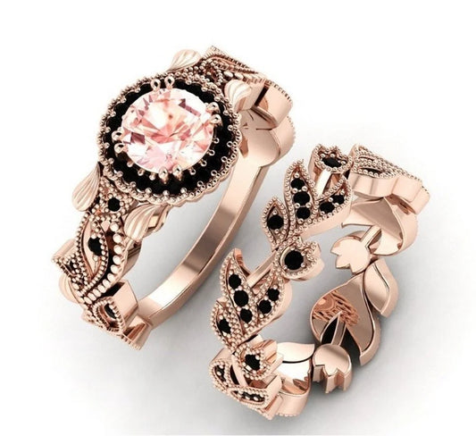 DANA 2 Pieces/set Exquisite Rose Gold Zircon Ring