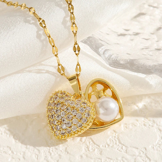 Heart Butterfly Stainless Steel Pendant Necklaces Jewelry
