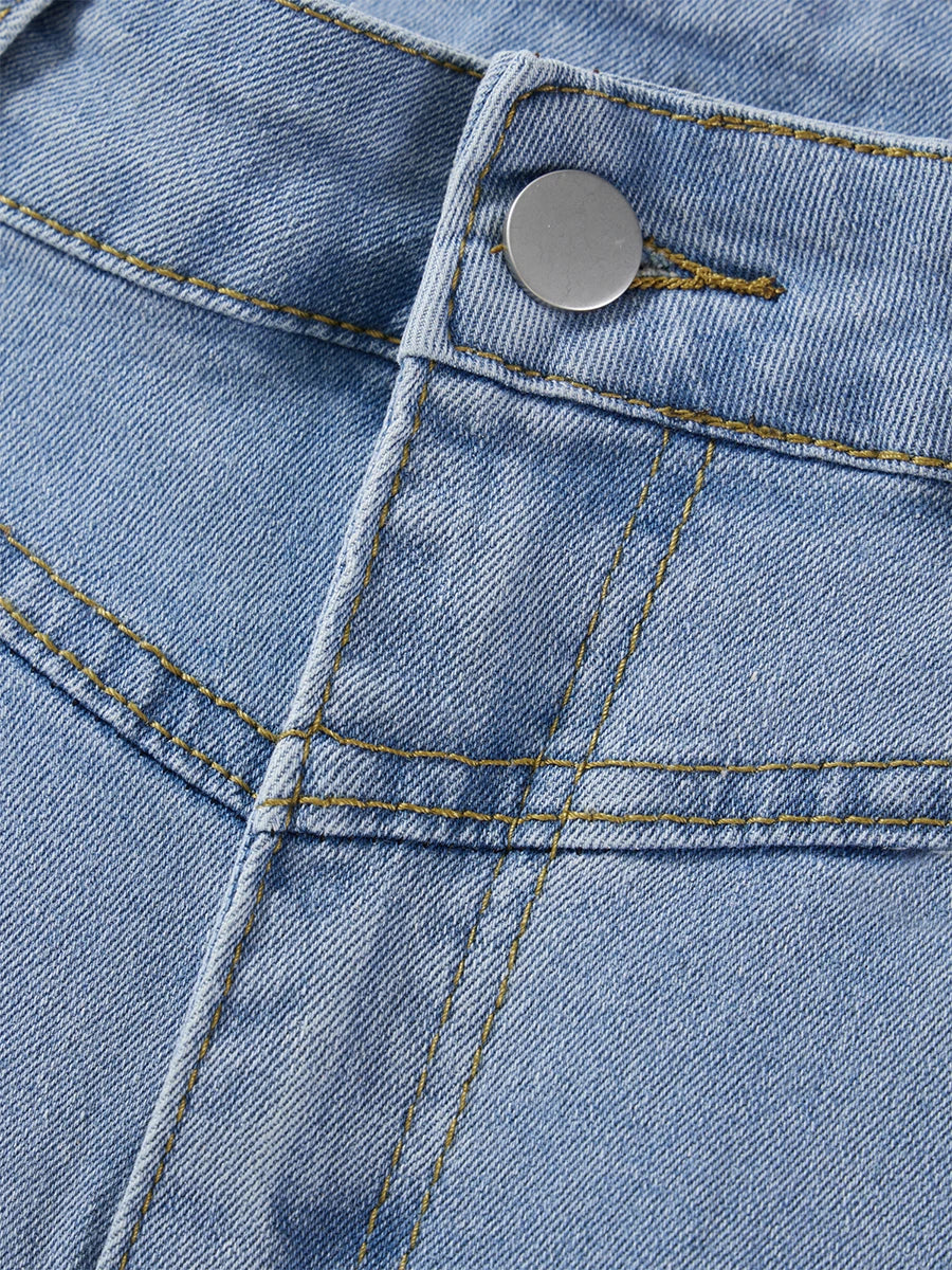 Falda vaquera larga de talle alto estilo maxi