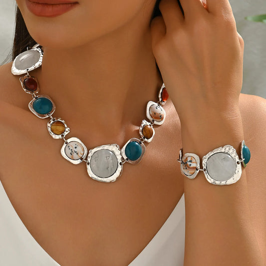 Geometric Necklace Bohemia Chunky Exaggerated Sets