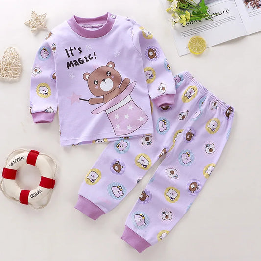Cotton Class Suit Long T-shirt + Pants Pajamas Set