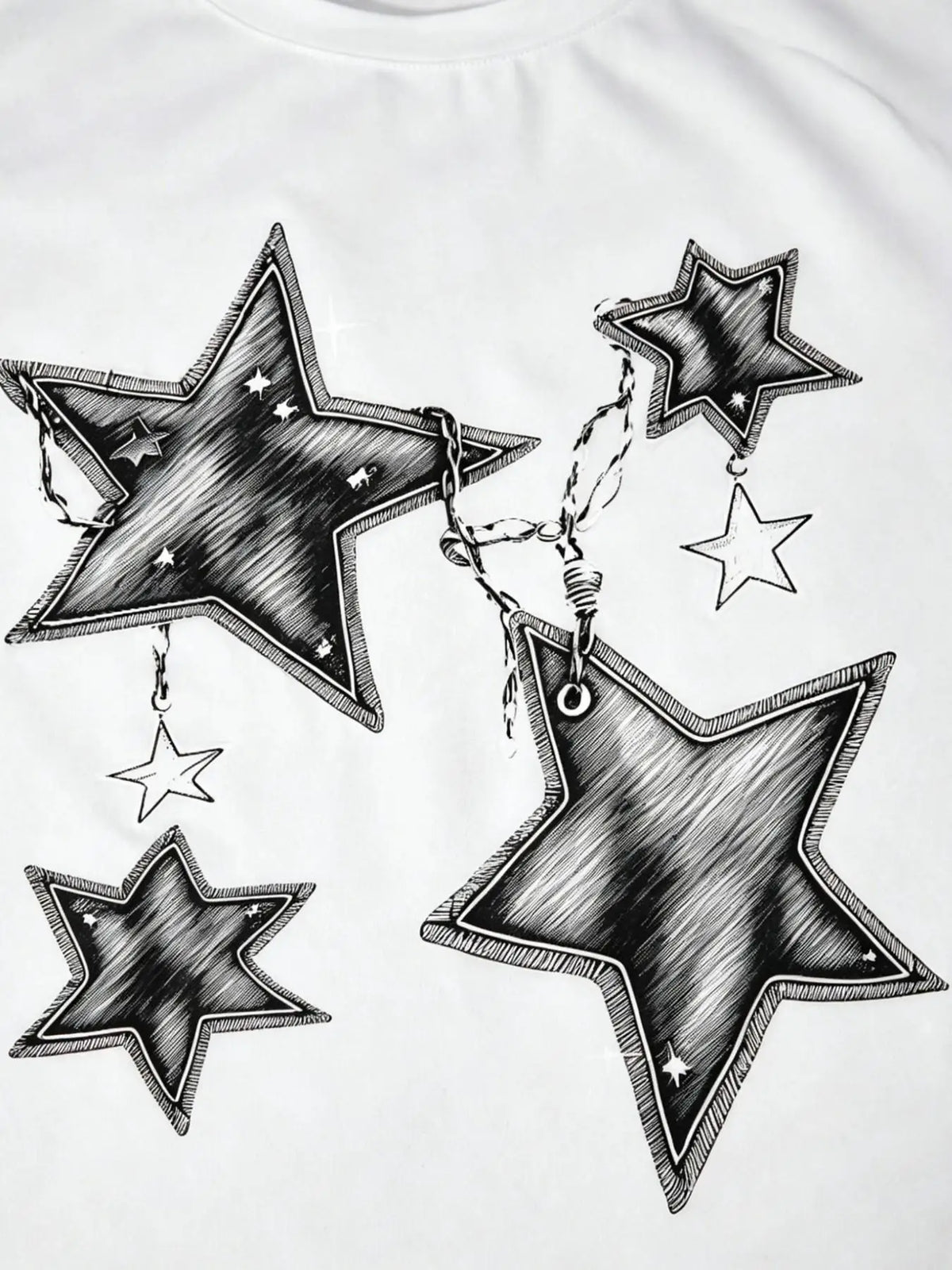 Casual Star-Printed T-Shirt + Faux Denim Cargo Pants Two-Piece Set i