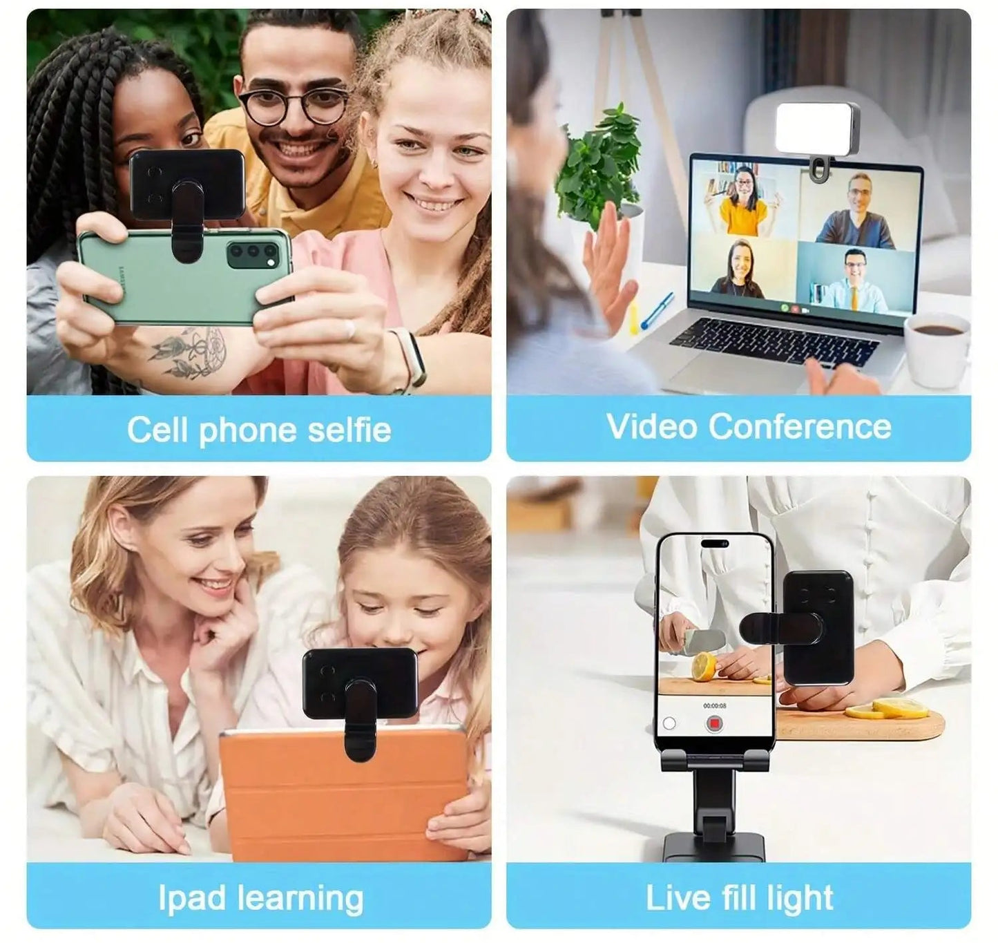 3 Modes Rechargeable Led Selfie Ring Light With Phone Clip
