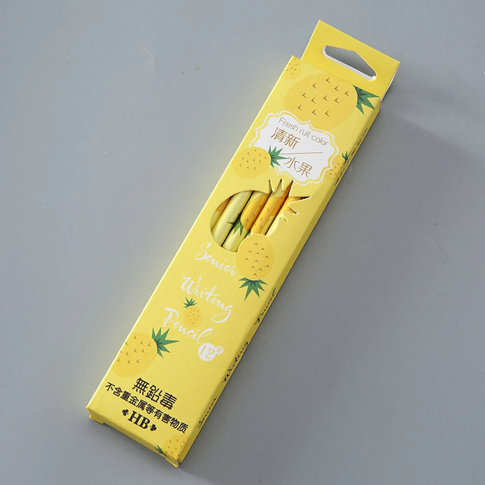 12Pcs/lot Fresh Fruits Watermelon Strawberry Standard Wood Pencil
