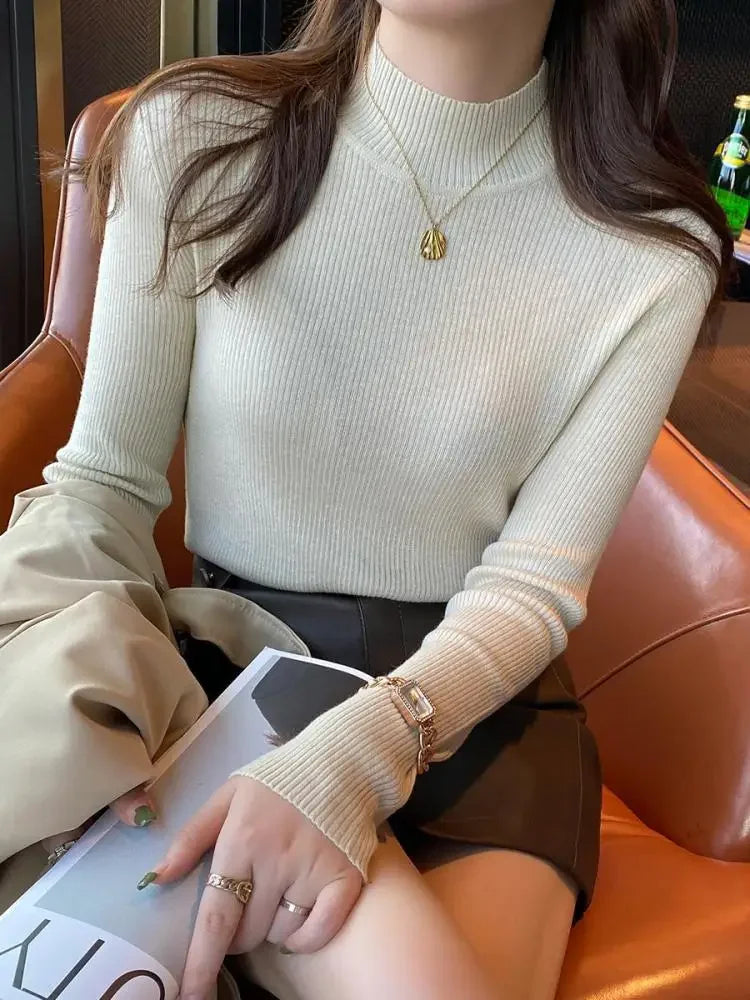 Mock Neck Casual Slim Pullover Sweaters