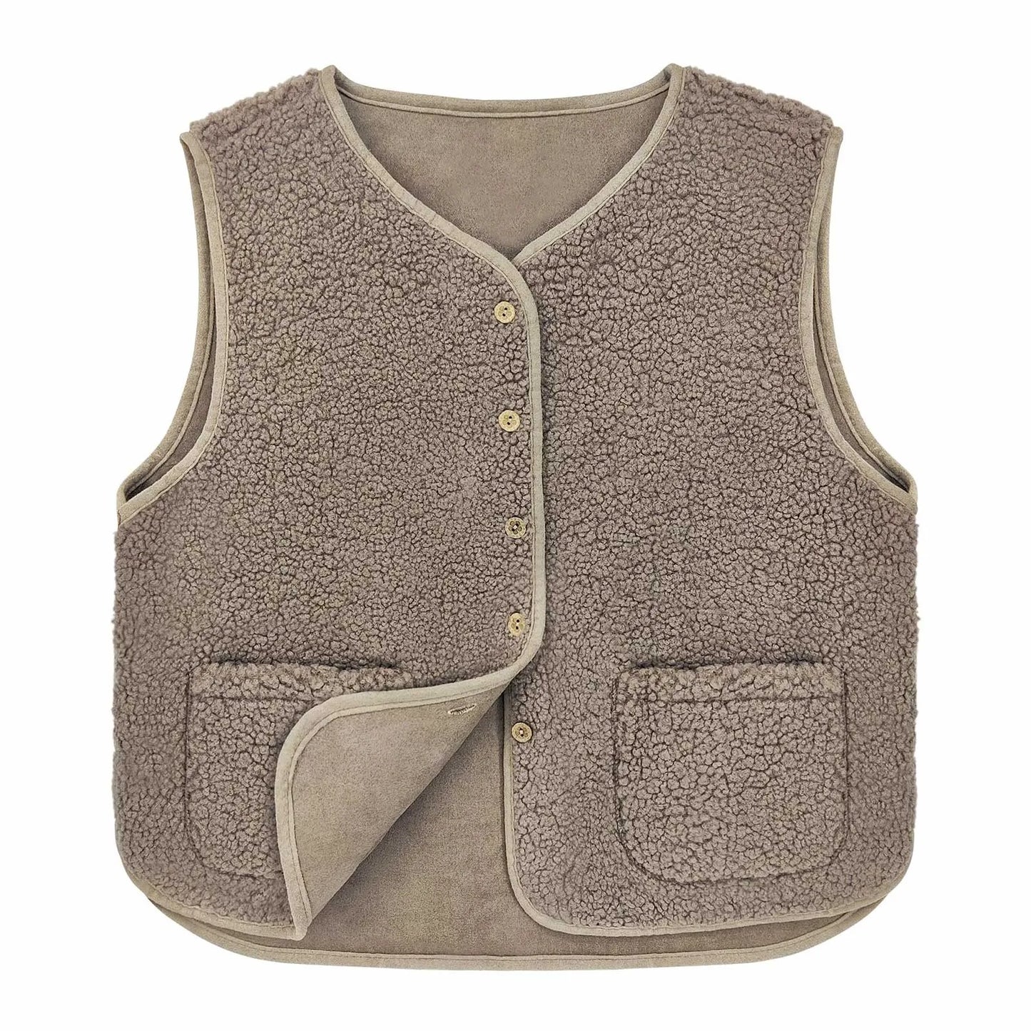 Teddy Fleece Thin Vest Sleeveless Short Jacket