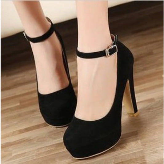 Sexy Super High Heels Ankle Buckle Chunky Shoes