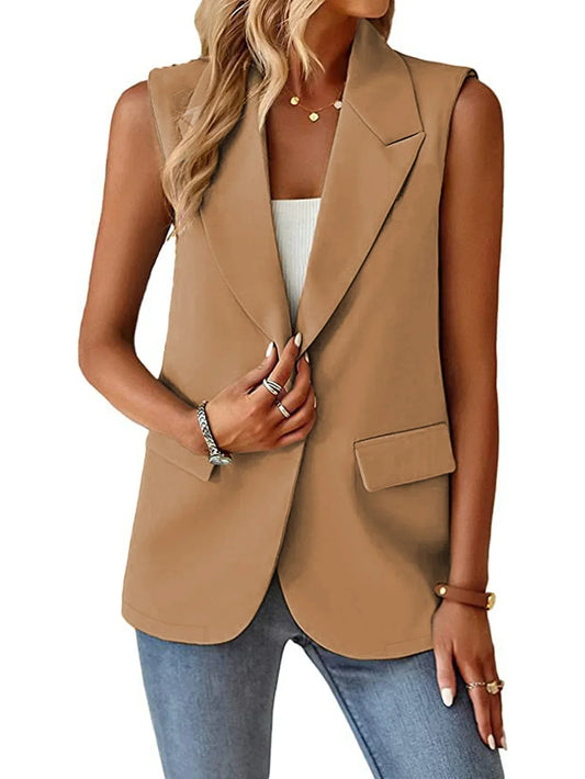 Polo Collar Sleeveless Suit Vest