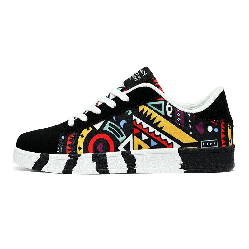 Running Canvas Geometric Style Sneakers
