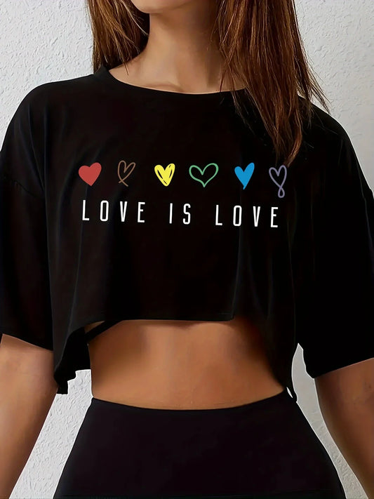Vibrant Pride Crop Top Stretch Colorful Heart