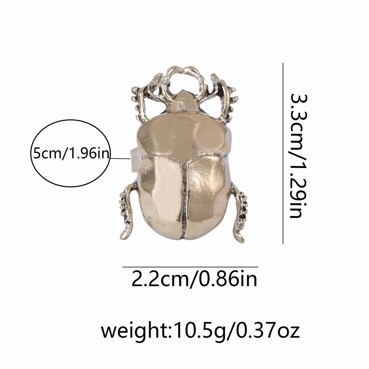 Retro Insect Opening Animal Beetle Cicada Punk Adjustable Ring